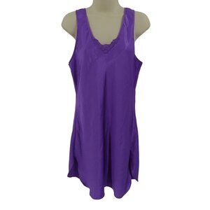 VTG Val Mode Women Small Purple V Neck Crochet Lace Sleeveless Nightgown Dress
